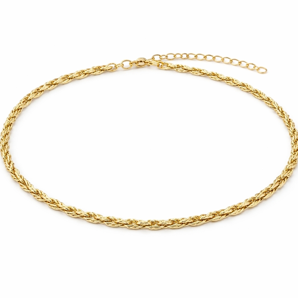 Gold Rope Anklet | Chunky Twisted Rope Chain Anklet